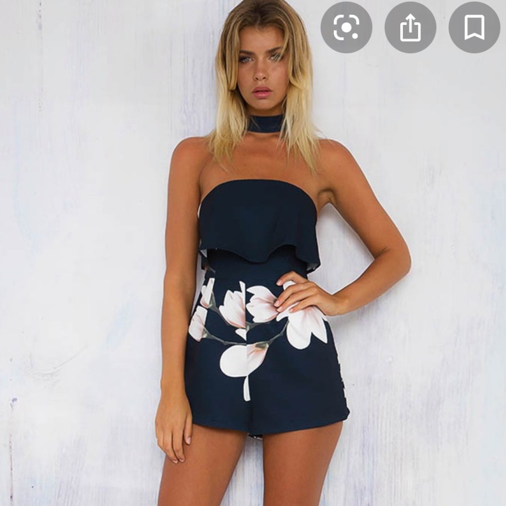 Dolly girl Fashion Whiplash Playsuit Navy Floral
